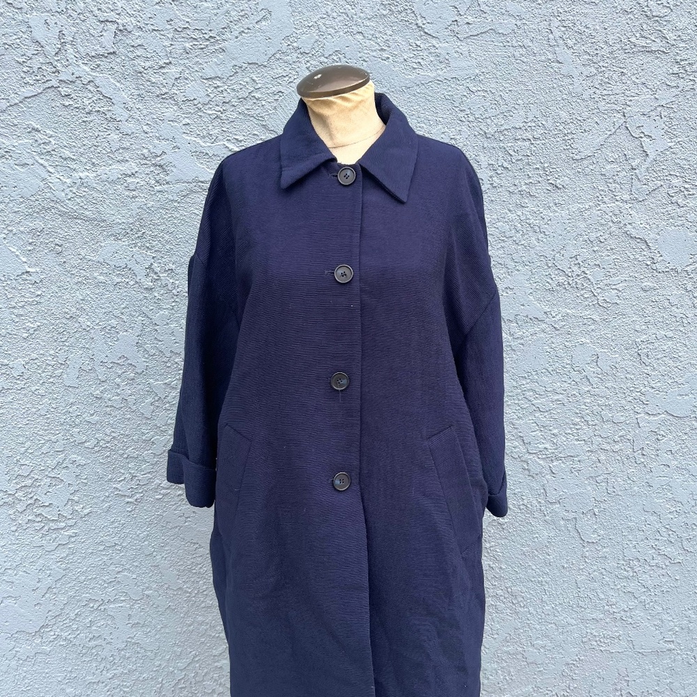 Zara Blue Cocoon Coat size medium oversized jacket